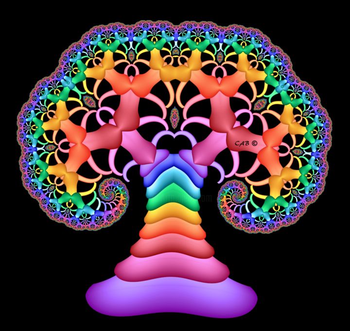 Digital Arts titled "Rainbow Tree Of Life" by Carol, Original Artwork, 2D Digital Work