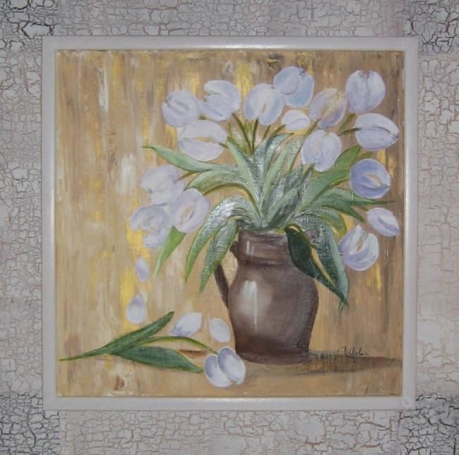 Malerei mit dem Titel "Tulipes_blanches.jpg" von Massrej, Original-Kunstwerk, Öl