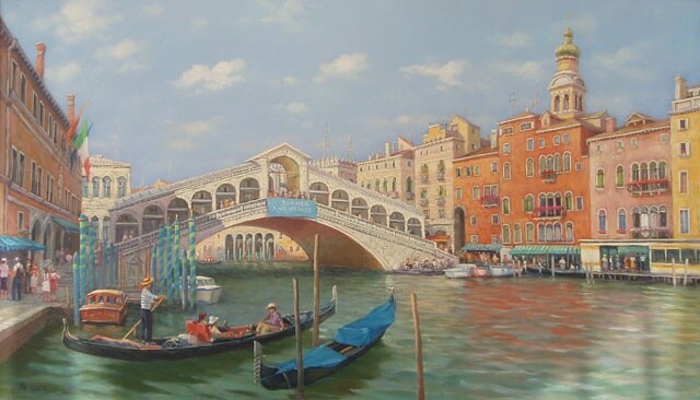 Картина под названием "Венеция" - Unknown Artist, Подлинное произведение искусства, Масло
