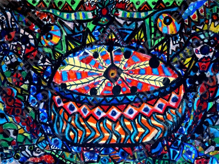 Картина под названием "Барабан(Drum)" - Unknown Artist, Подлинное произведение искусства
