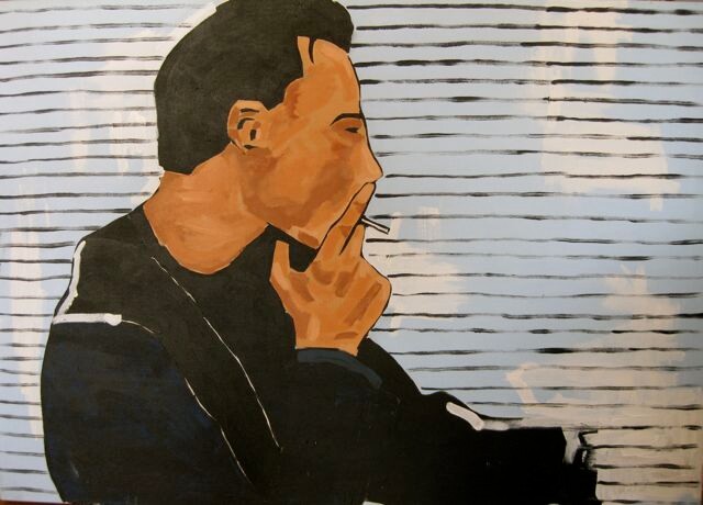Painting titled "Smoking Man" by Unknown Artist, Original Artwork, Oil