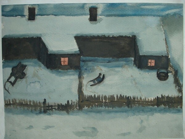 绘画 标题为“冬院” 由Unknown Artist, 原创艺术品