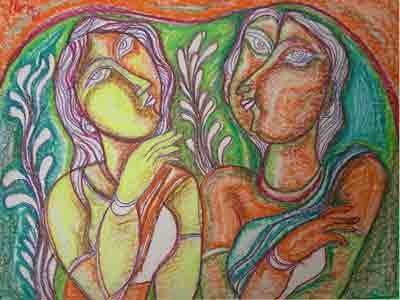 Peinture intitulée "Women" par Unknown Artist, Œuvre d'art originale