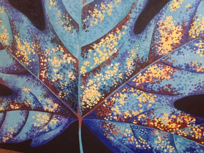 Painting titled "Fall fantasy in blue" by Unknown Artist, Original Artwork, Oil