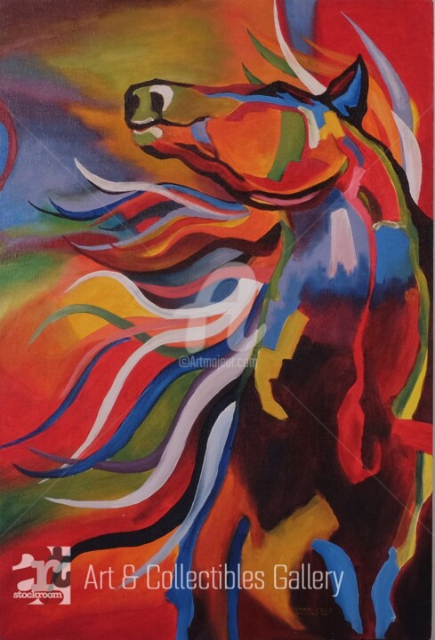 Pittura intitolato "Horse of Apocalypse…" da Unknown Artist, Opera d'arte originale, Acrilico