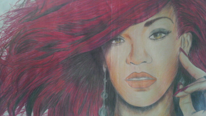 Tekening getiteld "Dibujo Rihanna" door Unknown Artist, Origineel Kunstwerk