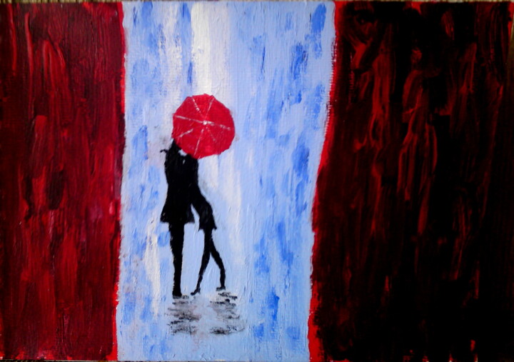 Painting titled "Passion under the r…" by Unknown Artist, Original Artwork, Oil
