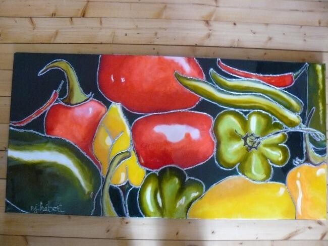 Painting titled "Piments" by Unknown Artist, Original Artwork