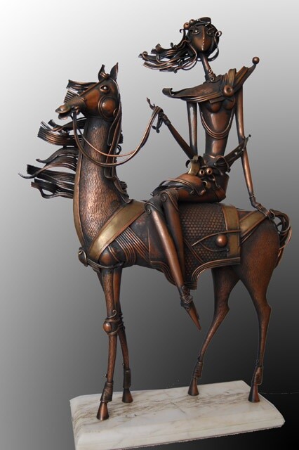 Sculpture titled "Амазонка" by Unknown Artist, Original Artwork, Metals
