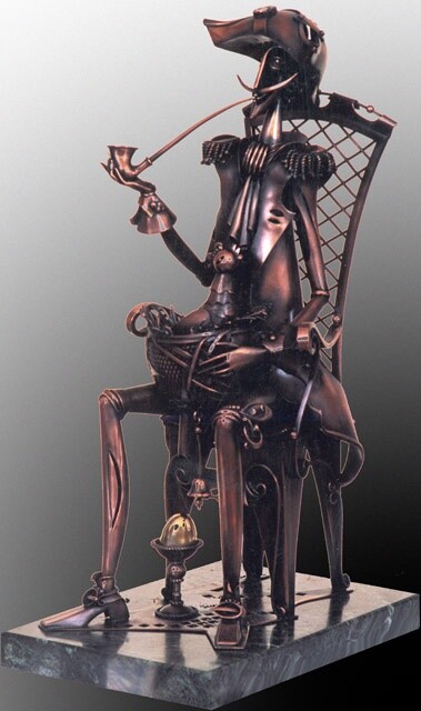 Sculptuur getiteld "Барон Мюнхаузен" door Unknown Artist, Origineel Kunstwerk, Metalen