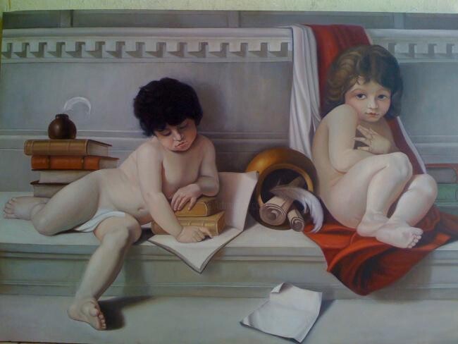 Pintura titulada "Angels" por Unknown Artist, Obra de arte original