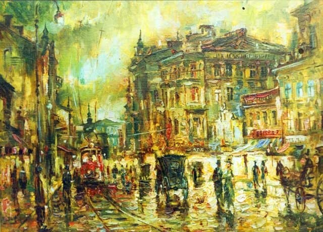 Pittura intitolato "Cityscape 3" da Unknown Artist, Opera d'arte originale, Olio