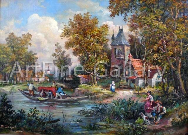 Painting titled "Holland landscape" by Unknown Artist, Original Artwork, Other