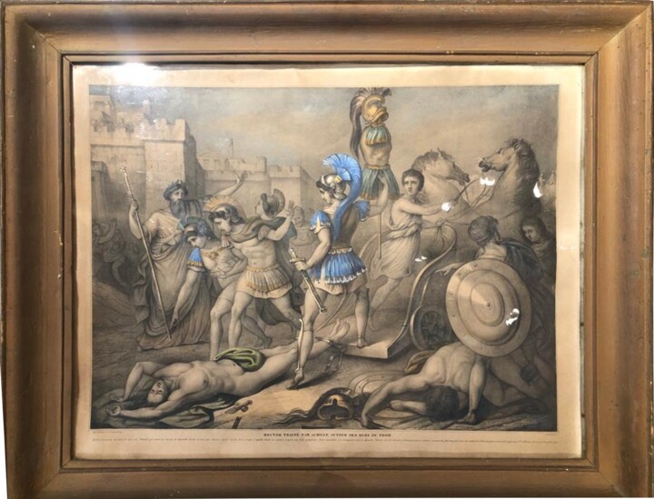 Отпечатки и Гравюры под названием "Revenge of Achilles" - Unknown Artist, Подлинное произведение искусства, Литография