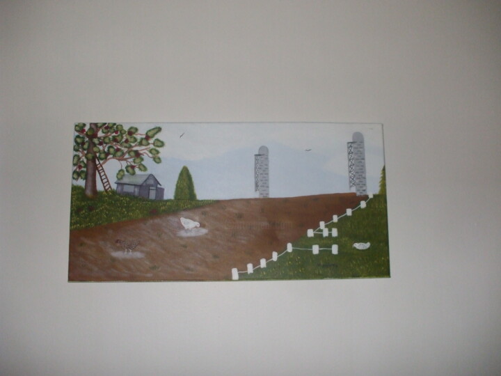 Peinture intitulée "à la ferme" par Unknown Artist, Œuvre d'art originale, Acrylique