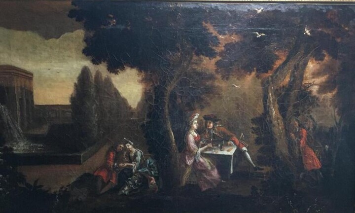 Painting titled "Tableau ancien fin…" by Unknown Artist, Original Artwork, Oil Mounted on Wood Stretcher frame