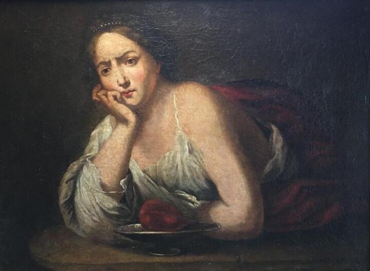 Schilderij getiteld "ec. Italienne XVIII…" door Unknown Artist, Origineel Kunstwerk, Olie Gemonteerd op Frame voor houten br…
