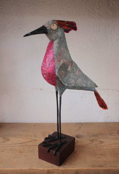 Sculpture titled "Piaf n°8" by Un Monde Plus Mieux, Original Artwork, Paper