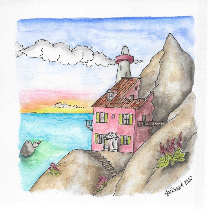 Drawing titled "miniature 15" by Un Monde Plus Mieux, Original Artwork, Watercolor