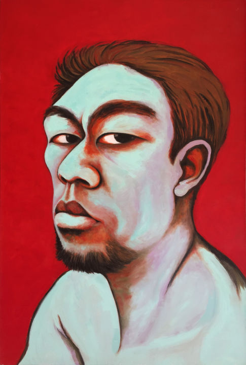 Painting titled "Self-portrait 03" by Unos Lee, Original Artwork, Oil