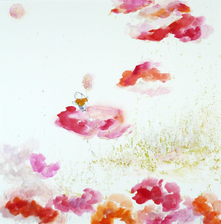 Painting titled ""Jusqu'au bout du r…" by Qan, Original Artwork, Watercolor