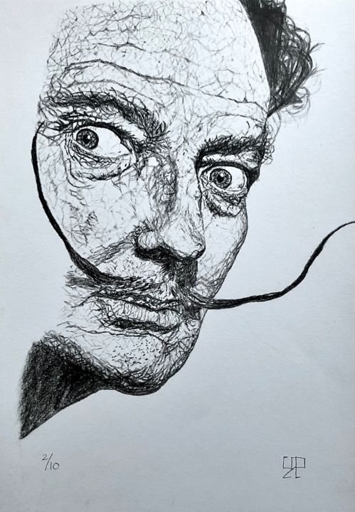 Painting titled "Dali's Mustache" by Upper Playground, Original Artwork, Lithography