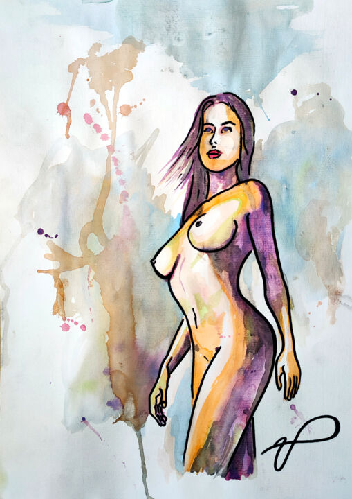 Painting titled "BRISA" by Ulisses Pereira, Original Artwork, Watercolor