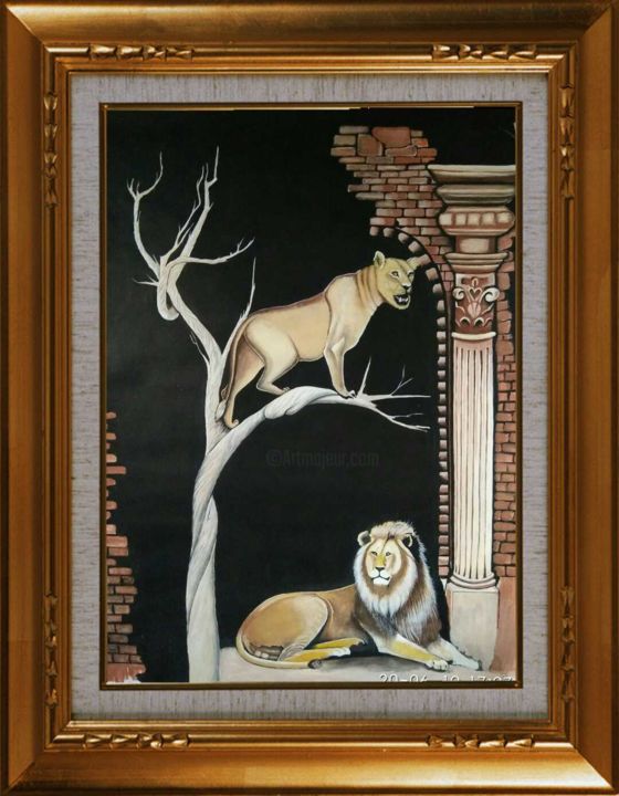 Painting titled "Untiled" by Chandan Mondal, Original Art, Watercolor Mounted on Cardboard