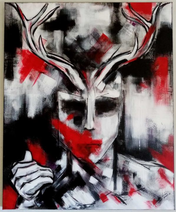 Painting titled "Le Roi Faune..." by Urban Nature, Original Artwork, Acrylic