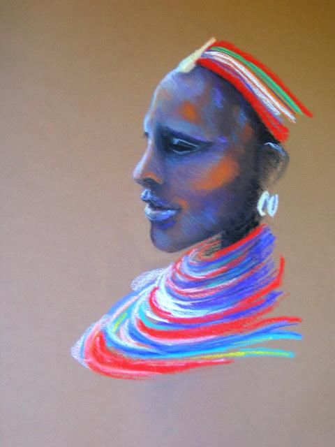 Peinture intitulée "Samburu woman" par Urban Nature, Œuvre d'art originale, Huile