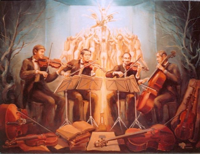 Painting titled "Music" by Gábor Urbán, Original Artwork