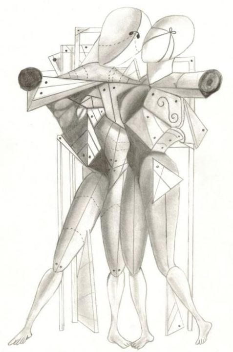 Drawing titled "Hector et Andromaque" by Charly Florandeau, Original Artwork
