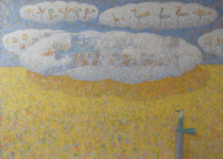 Pintura intitulada "Sueño de primavera" por Urbano Astuyauri, Obras de arte originais, Óleo