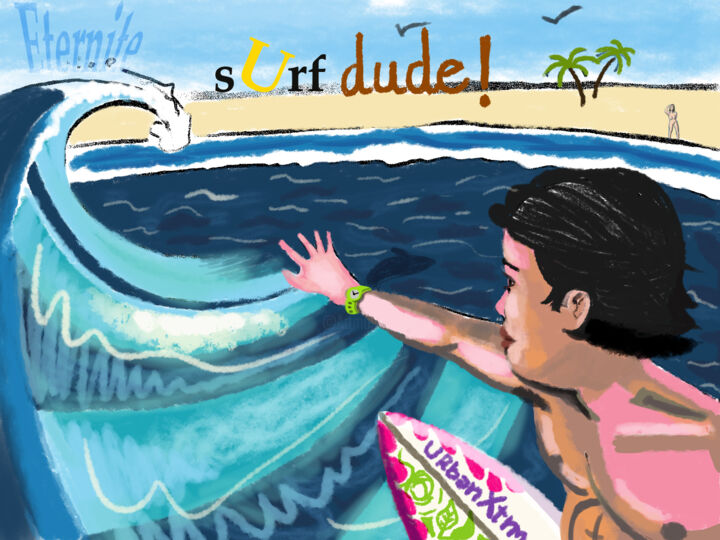 Artes digitais intitulada "Surf dude" por Urbanxtrm, Obras de arte originais, Pintura digital