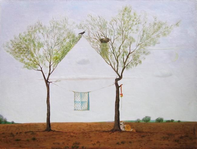 Ζωγραφική με τίτλο "Домик для лета" από Urbinskii, Αυθεντικά έργα τέχνης, Λάδι