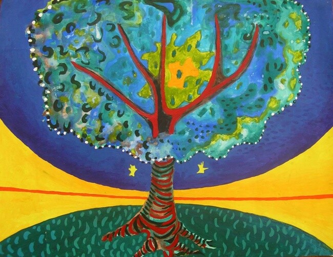 Painting titled "arbre horizon" by Uriel Vallois, Original Artwork