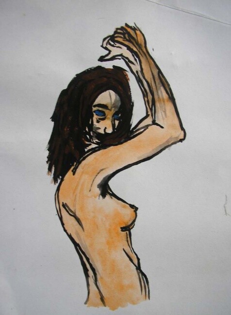Drawing titled "nue" by Uriel Vallois, Original Artwork