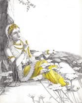 Drawing titled "Krishna 01" by Shashika Chowdhary, Original Artwork