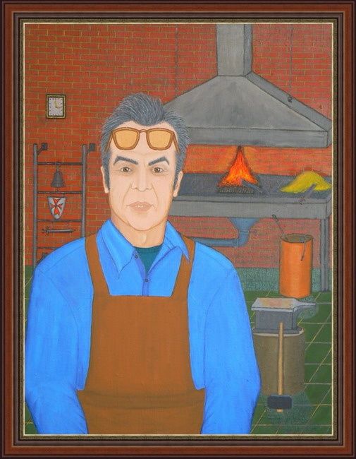 Schilderij getiteld "портрет кузнеца" door Alexandr Urnev, Origineel Kunstwerk, Olie