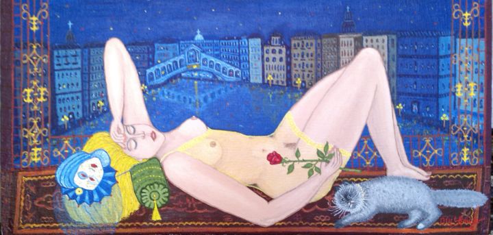 Pintura intitulada "Венеция. Карнавальн…" por Alexandr Urnev, Obras de arte originais, Óleo