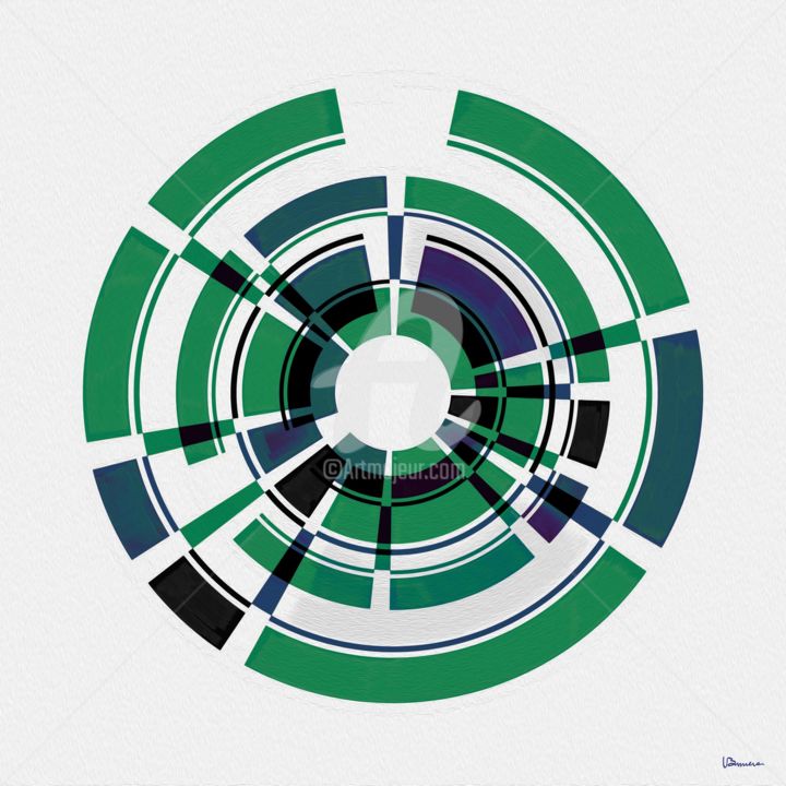 Arts numériques intitulée "Green Circle" par Uro Bannera, Œuvre d'art originale, Peinture numérique