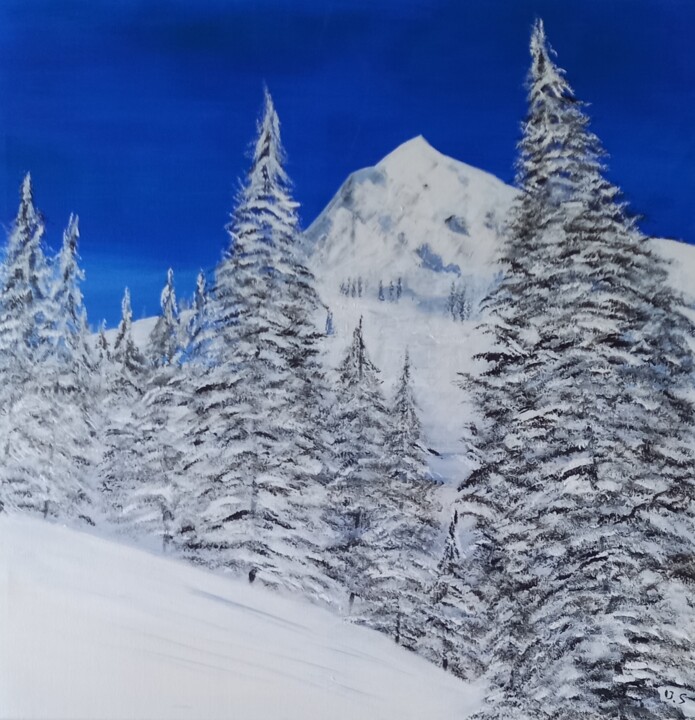 Malarstwo zatytułowany „winterwonderland” autorstwa Urs Schilt, Oryginalna praca, Akryl