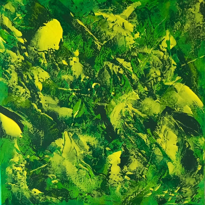 Malerei mit dem Titel "Sinfonie in Grün" von Urs Schilt, Original-Kunstwerk, Acryl