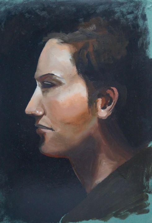 Painting titled "В темноте" by Maria Ursatiev-Verdes (URSATIEV.M), Original Art, Oil