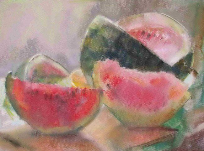 Peinture intitulée "Watermelons" par Julia Ursul, Œuvre d'art originale, Huile