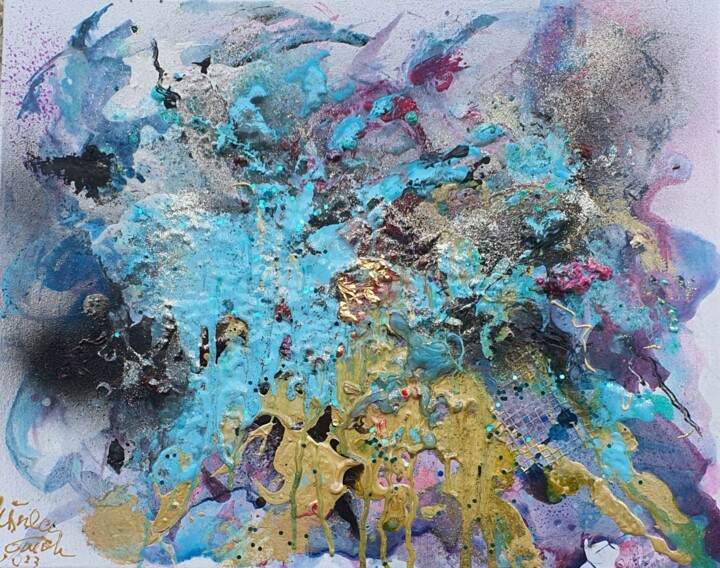 Malerei mit dem Titel "Blue velvet" von Ursula Gnech, Original-Kunstwerk, Acryl