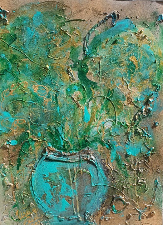 Картина под названием "Golden surprise" - Ursula Gnech, Подлинное произведение искусства, Акрил