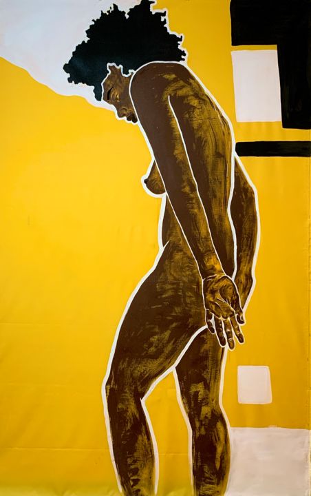 Peinture intitulée "Yellow model" par Anastasiia Usenko, Œuvre d'art originale, Acrylique