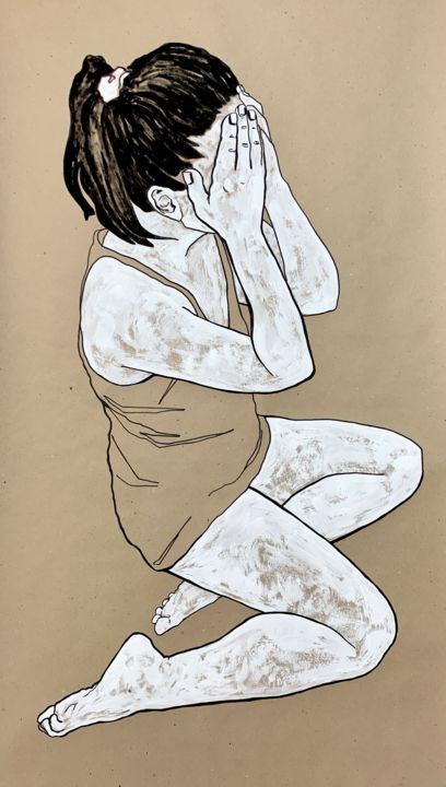 Картина под названием "Tired" - Anastasiia Usenko, Подлинное произведение искусства, Акрил