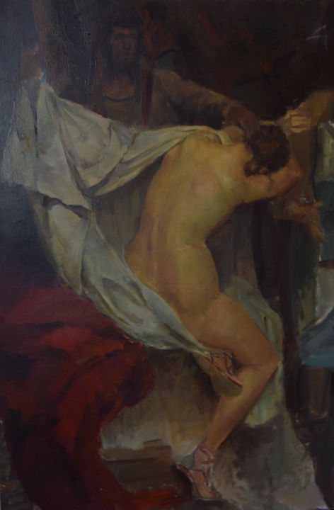 Painting titled "nude" by Anna Peshkova, Original Artwork, Oil